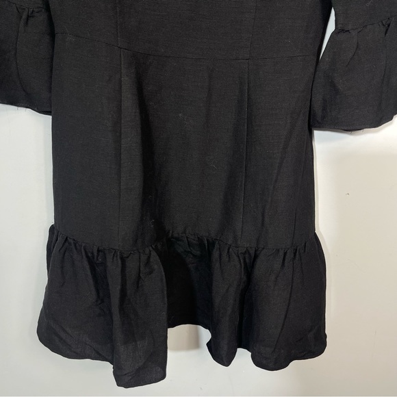 NWT LPA Revolve Dress 495 Black XS Linen Blend Ruffle Mini Minimalist Boho LBD - Picture 11 of 16